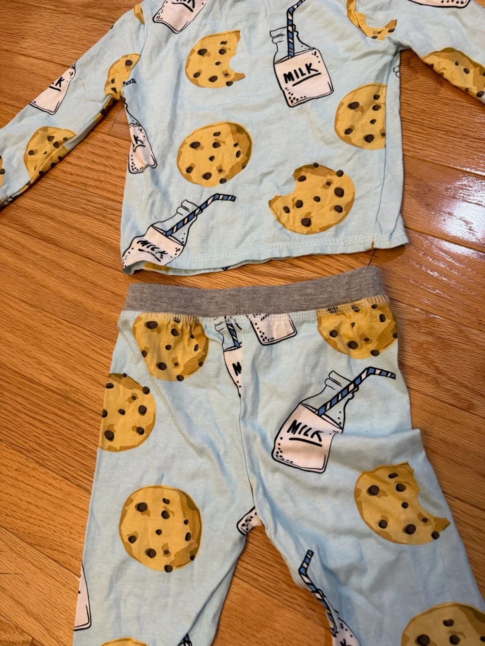 Mud Pie Baby Boys Light Blue Milk & Cookie Print Pajama Set
